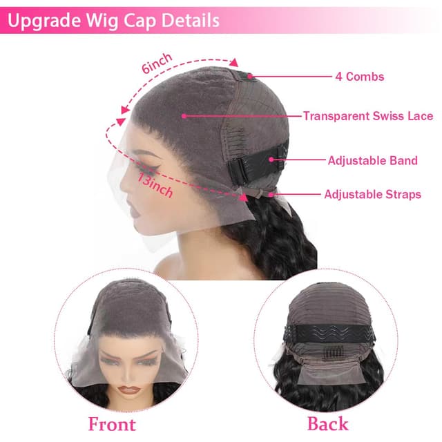 Detalle 2 de NUEAHWO Water Wave Lace Front Wig 13x6