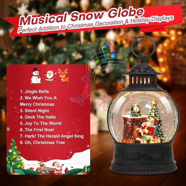 Thumbnail 4 de Christmas Snow Globe Water Lantern with Timer and Music