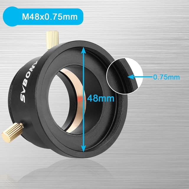 Detalle de Svbony SA404 Adapter M48 auf M42 (1,25-Zoll-Schnittstelle) für SV41-Spektive aus Aluminium