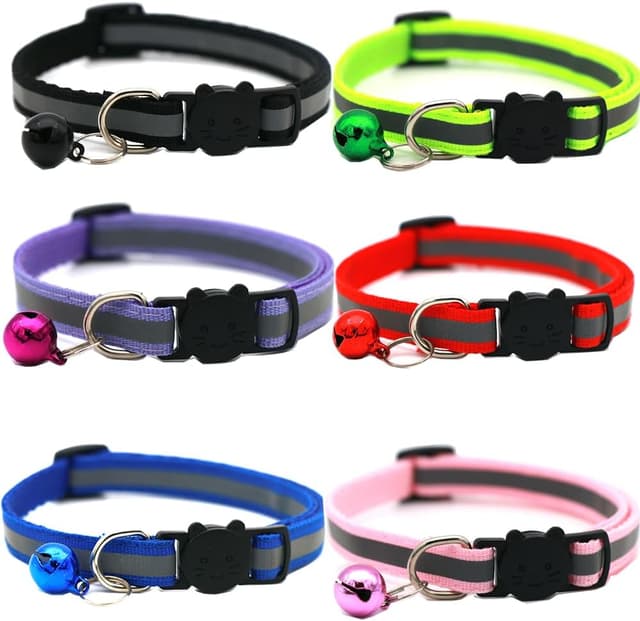Imagen de Hepplly 6er-Pack Katzenhalsbänder mit Quick-Release & Glocke (reflektierend, 19–32 cm) en OfertitasTOP
