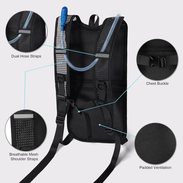 Detalle de MIYCOO Hydration Backpack (2L Hydration Bladder) Lightweight Water Backpack for Running, Hiking, Cycling