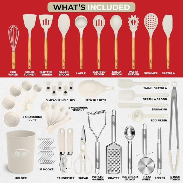 Detalle 2 de Kaluns 50 PCS Silicone Kitchen Utensils Set