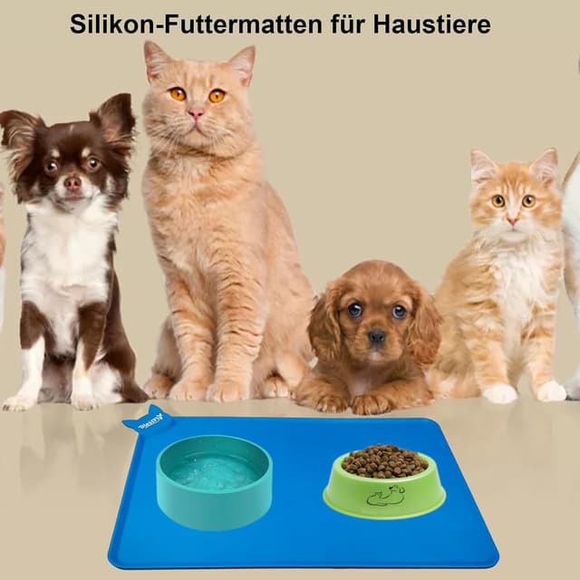 Detalle 2 de Silikon wasserdichte Futter- und Trinkmatte für Hund & Katze (57,5 x 37,5 cm) mit Rand, rutschfest und spülmaschinenfest