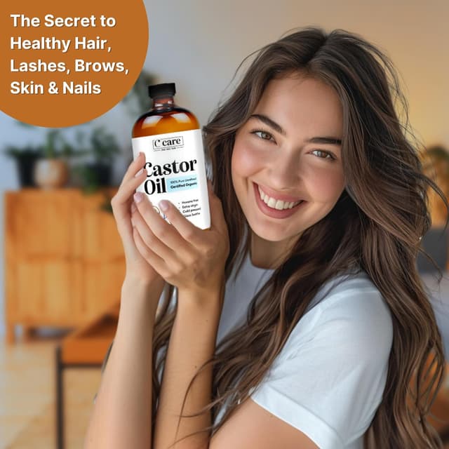 Detalle de 100% Pure Organic Castor Oil, Cold-Pressed Unrefined in Amber Glass Bottle (16oz) – Hexane Free USDA Organic