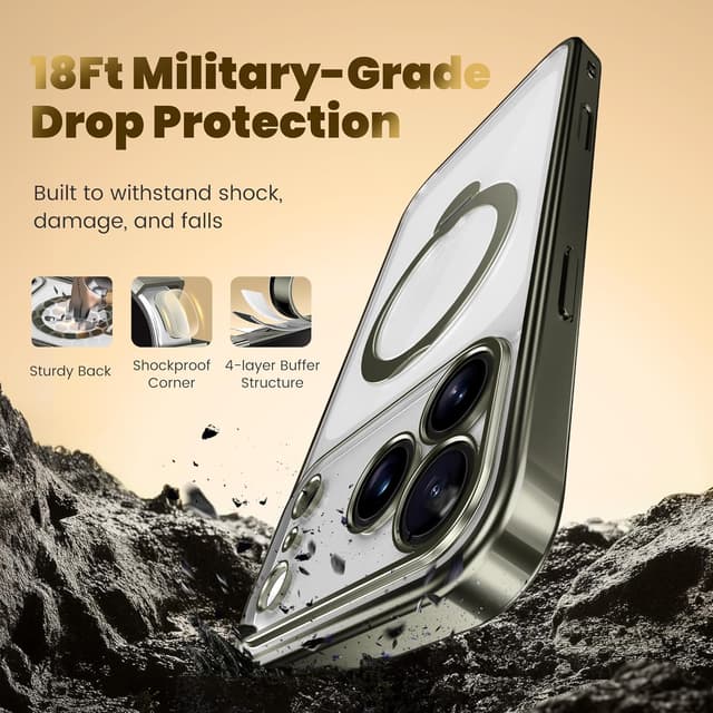 Thumbnail 6 de GolbinBox for iPhone 17 Pro Max Case with 360° Spin Magnetic Stand (MagSafe Compatible) — Titanium Gray/Clear