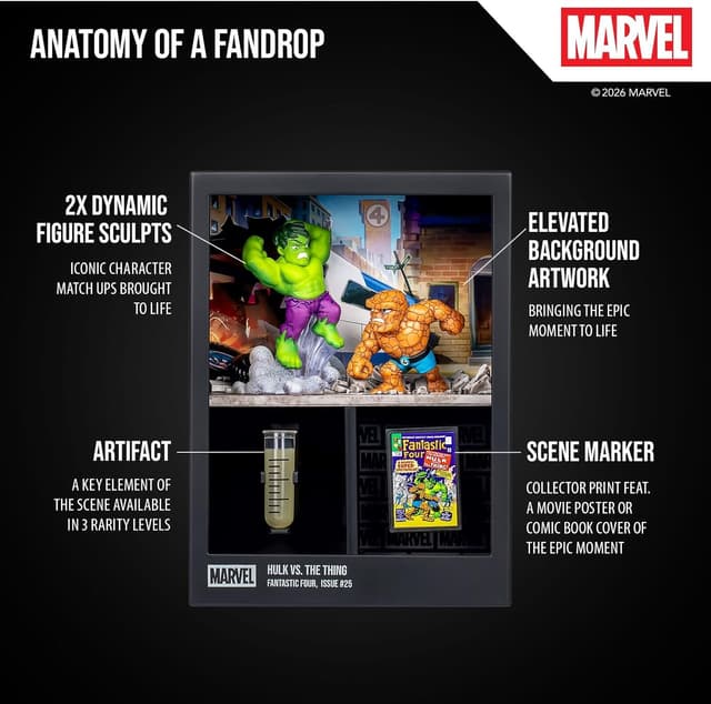 Detalle de FANDROP MV05 – Hulk VS. The Thing Marvel displayable diorama & scene marker (5 to collect, Wave 2)