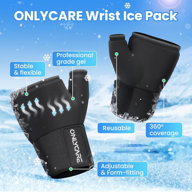 Detalle de ONLYCARE Wrist Ice Pack Wrap – soft gel hand ice pack for hot & cold therapy
