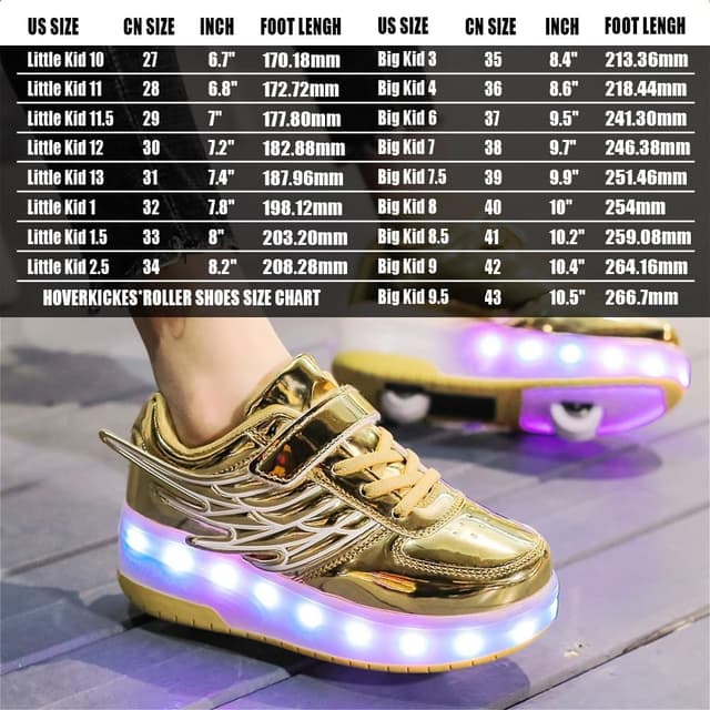 Detalle de HOVERKICKES LED Roller Skate Shoes for Kids with Rechargeable Lights and Detachable Wheels