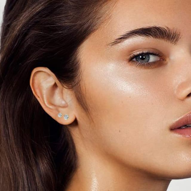 Detalle de Kleine Ohrstecker aus Sterlingsilber 925 mit Zirkonia (2/3/4/5 mm) – runde CZ Stecker für Damen, Herren & Kinder