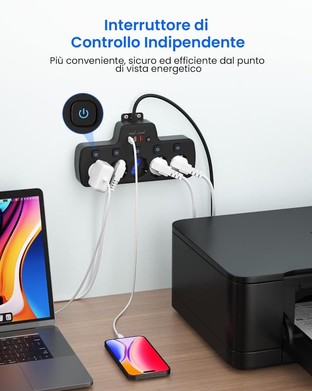 Thumbnail 6 de Ciabatta elettrica multipresa 5 posti