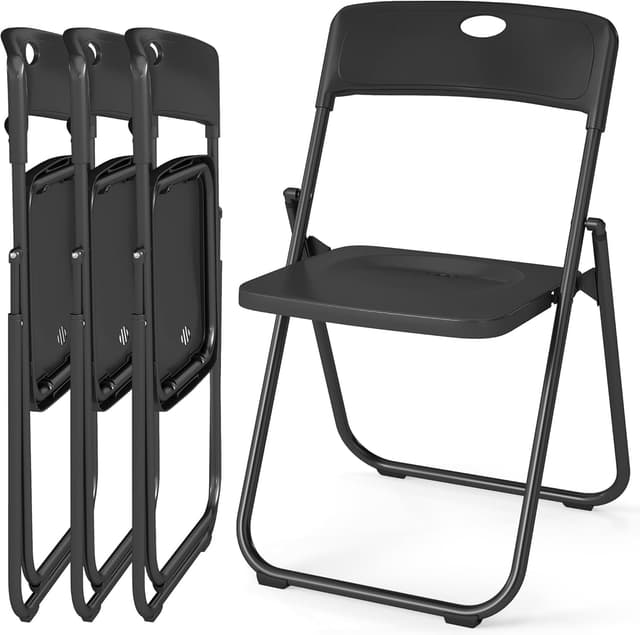 Detalle de Set di 4 sedie pieghevoli nero 160 kg