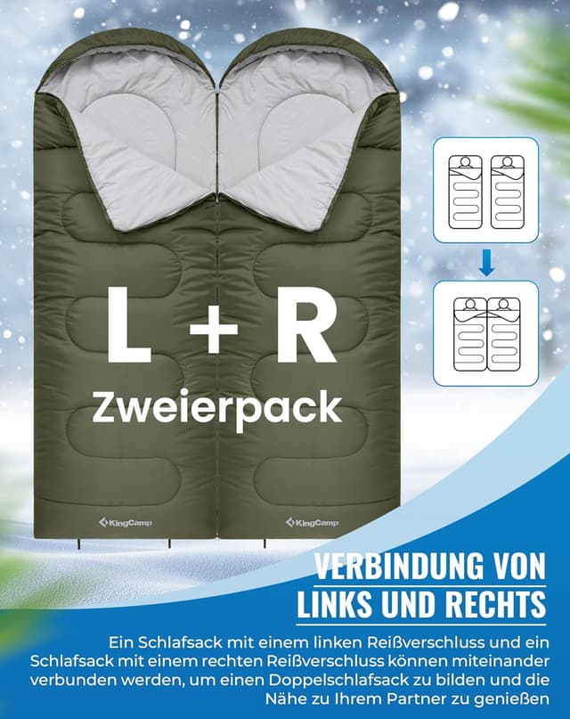 Detalle 2 de KingCamp Schlafsack XL, warm bei Kälte