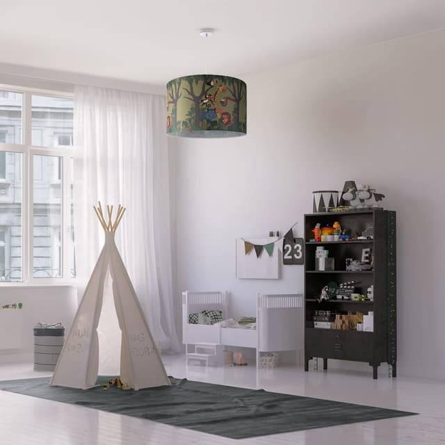 Detalle 2 de Paco Home suspension enfant abat-jour tissu rond E27