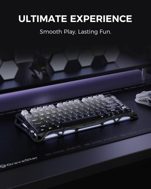 Detalle 2 de GravaStar Mercury K1 75% Mechanische Gaming-Tastatur mit Exoskelett aus Aluminium, Hot-Swap und Kailh-Linear-Schaltern