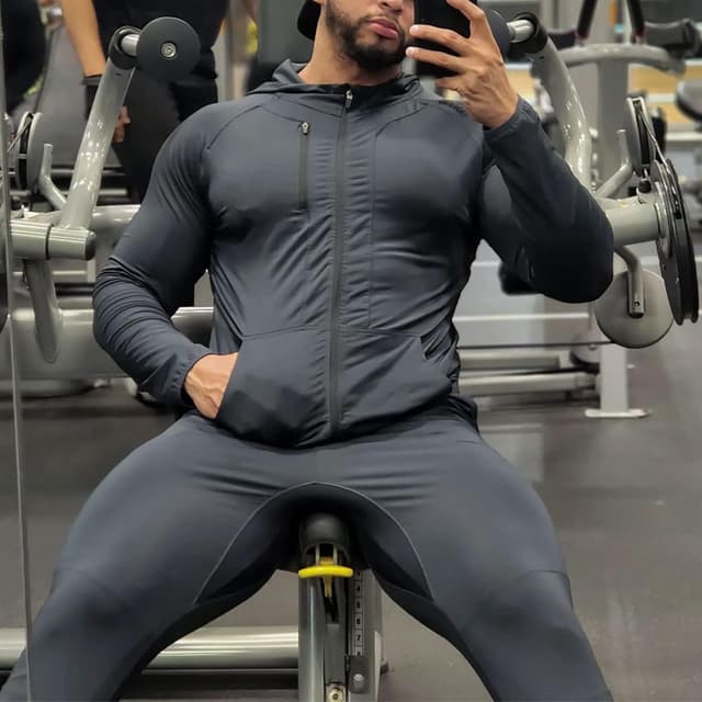 Detalle de BROKIG leichte Hoodie Herren Laufjacke mit Kapuze und Reißverschluss – schnelltrocknend & atmungsaktiv