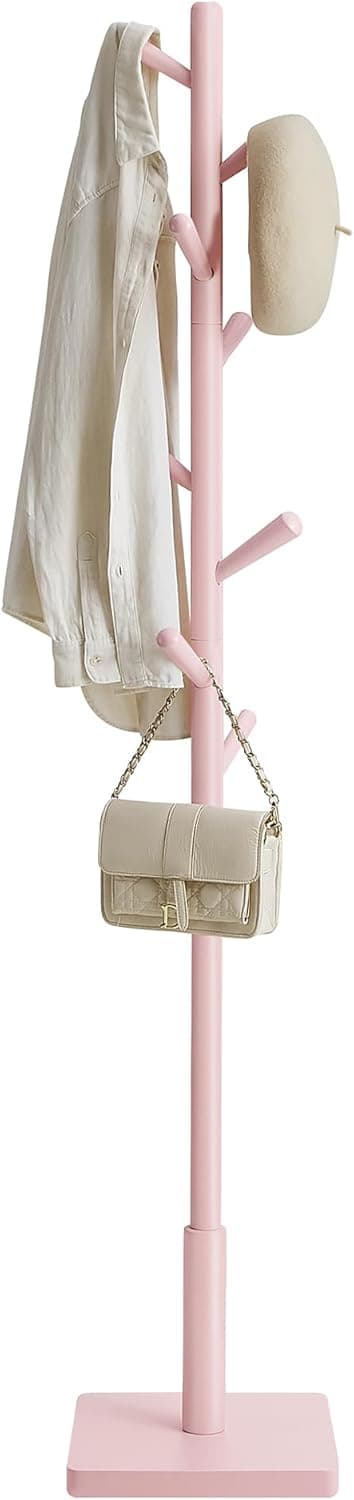 Thumbnail 6 de VASAGLE Attaccapanni da terra RCR009WH01 in legno con 8 ganci e palo stabile, bianco nuvola