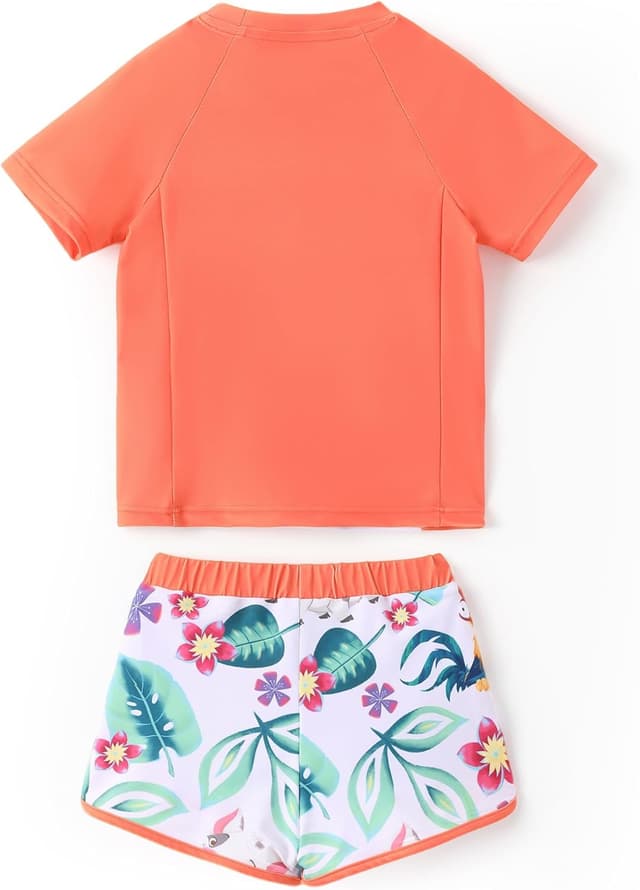 Detalle de Disney Frozen Elsa Girls’ Two-Piece UPF 50+ Rashguard Swim Set (Tankini + Swim Bottom)