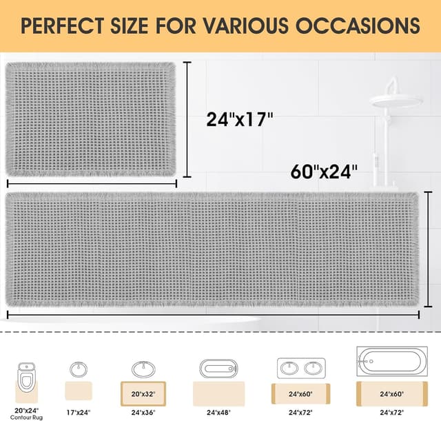 Thumbnail 1 de IM HOME Waffle Bath Mat Set 2-piece 24x36 inch bath rug