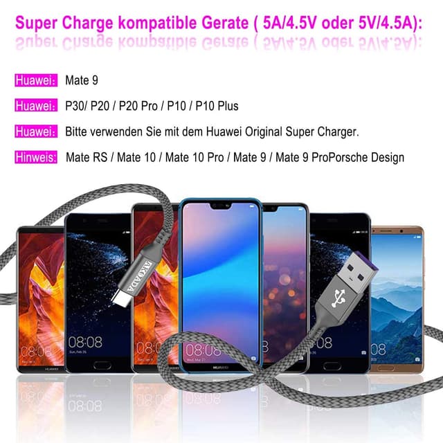Thumbnail 6 de AkoaDa USB-C Kabel 5A (2er Set, 1 m) für Schnellladen & Datenübertragung bis 480 Mbit/s – grau