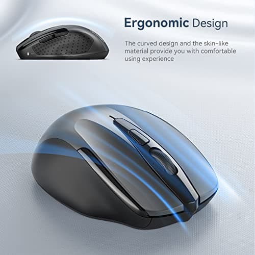 Detalle 2 de TECKNET Ratón Inalámbrico ergonómico 2.4G con 5 niveles y 2600 dpi, 6 botones (USB Plug & Play)
