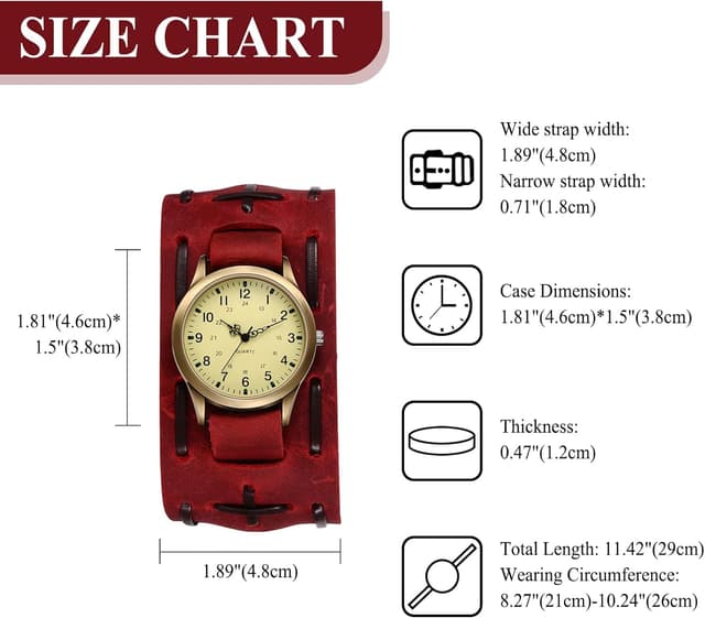 Detalle de Avaner Uhren Damen/Herren Echtleder – Halloween Retro Steampunk Analog Quarzarmbanduhr (mit 24h-Skala)