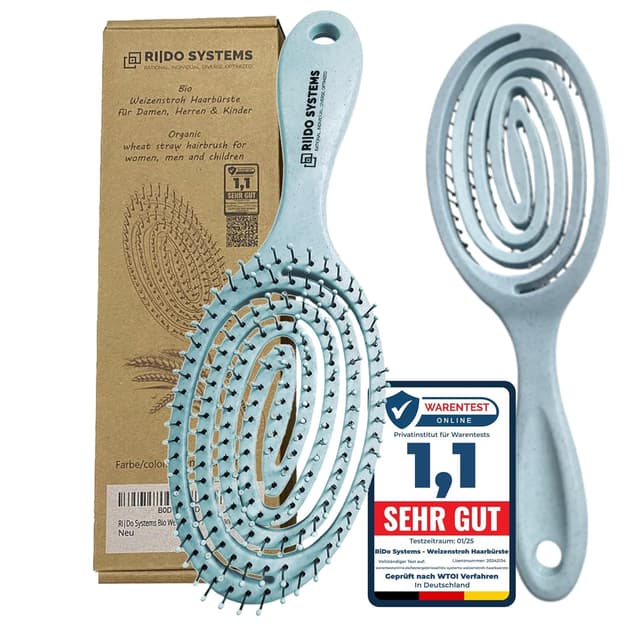 Detalle de Ri|Do Systems Entwirrbürste „ohne Ziepen“ aus Spiralfeder – Haarbürste für Locken, nasses & feines Haar (aqua)