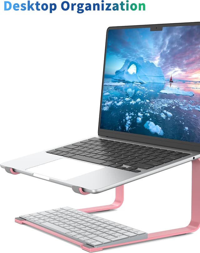 Detalle de SOUNDANCE Metal Laptop Stand for Desk (Pink) – Ergonomic Riser for 12 to 17.3-inch Laptops