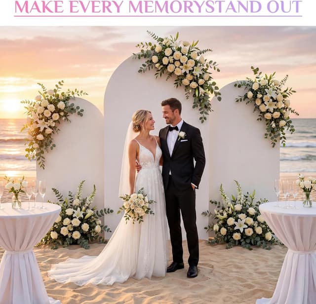 Detalle de Toolterritary Set of 3 Metal Arch Backdrop Stands with Cover Set (7.2FT, 6.6FT, 6FT) for Wedding, Party & Graduation