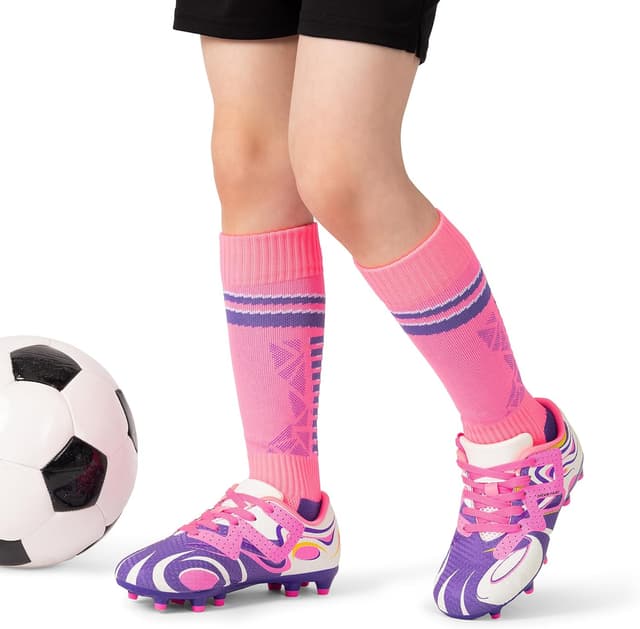 Detalle de DREAM PAIRS Youth Soccer Cleats with Socks — Firm Ground Cleats for Kids