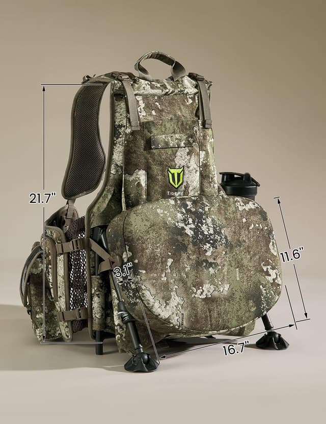 Detalle de TIDEWE Vest with Seat (Strut Camo) with Game Pouch and Kickstand