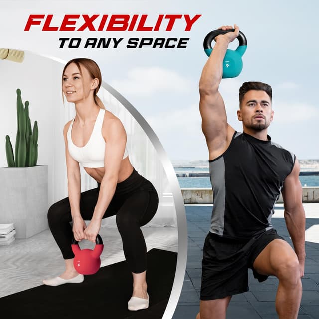 Detalle de Yes4All 2–20kg neoprene coated cast iron kettlebell set (single) with textured handle