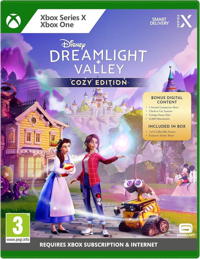Detalle de Disney Dreamlight Valley: Cozy Edition (Xbox) with bonus posters, Cheshire Cat sweater, companion skins & more