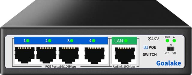 Detalle de PoE+ switch 5 ports 100Mbps PoE+ 52W