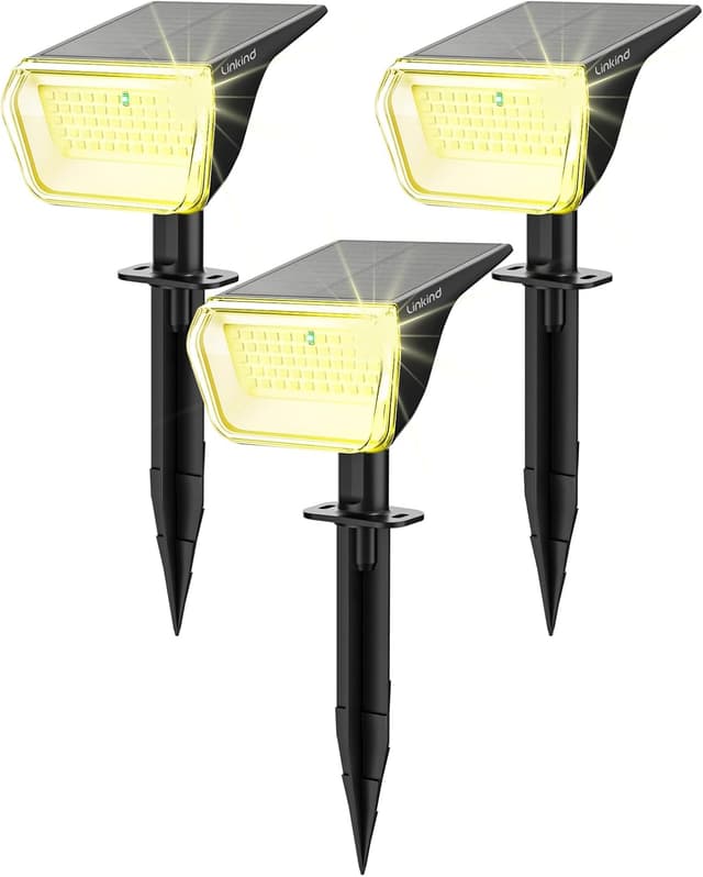 Detalle de Linkind Solar Outdoor Garden Lights (IP67) with Winter Mode, 800lm, 3000K Warm White – 3-Pack