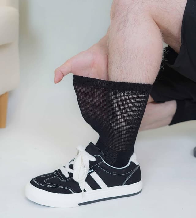 Detalle 2 de ZFSOCK Chaussettes diabétiques sans élastique, sans couture et à semelle rembourrée (4 paires, mi-mollet)