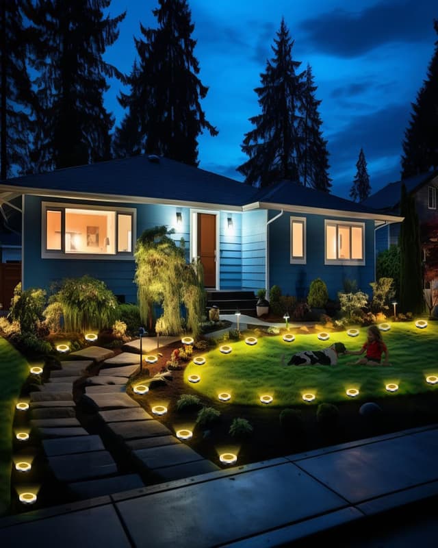 Detalle de Bowfar 12er-Set Solar-Bodenleuchten außen mit 8 LEDs, IP65