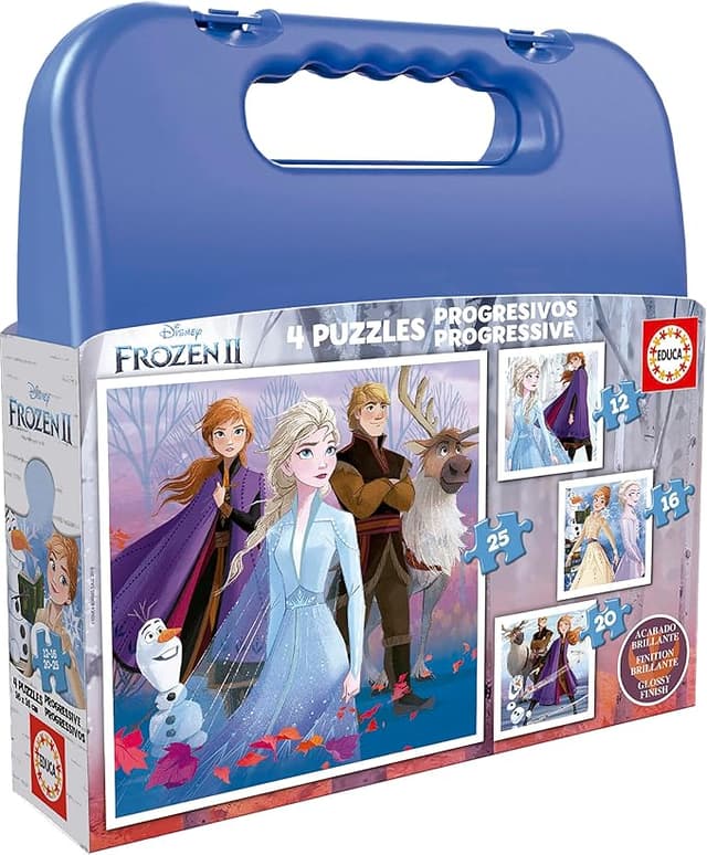 Detalle de Educa - Maleta Frozen II 🎁 Set de 4 puzzles infantiles progresivos