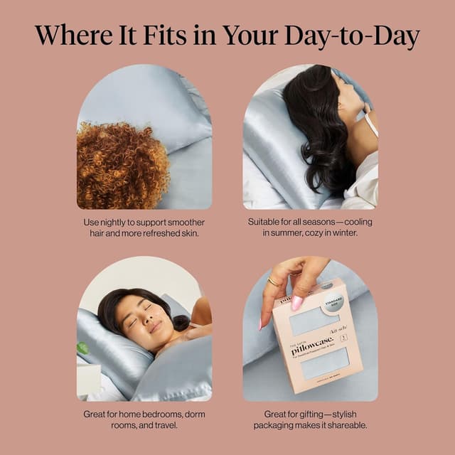 Detalle de Kitsch Satin Pillowcase 19x26 in Haze Blue