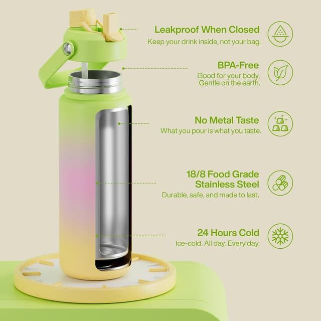 Thumbnail 3 de ENCOOL Insulated Water Bottle with Straw Morning Dew