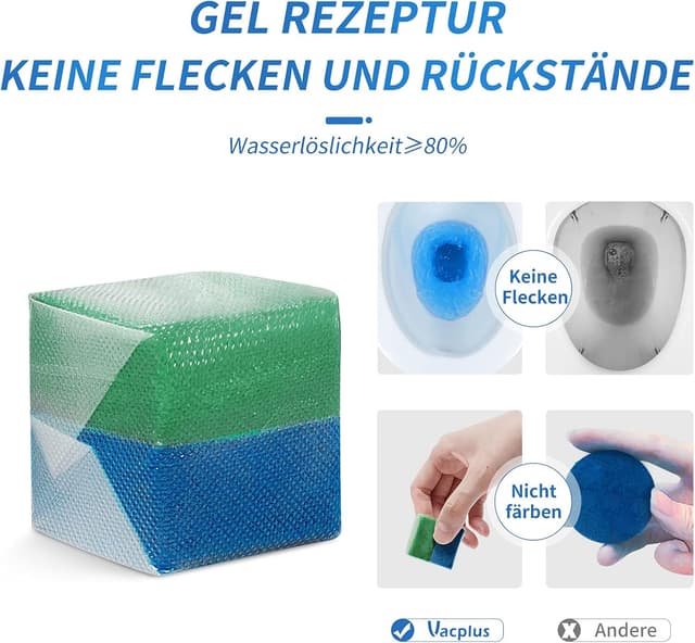 Detalle de Vacplus WC Reiniger Duo-Aktiv Reinigungswürfel 12 Stück 🚽