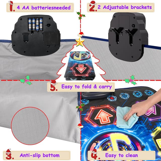 Detalle de maysida Tanzmatte für Kinder ab 3 Jahren (Tanzmatte 2026) mit 8 LED-Lichtern und Bluetooth