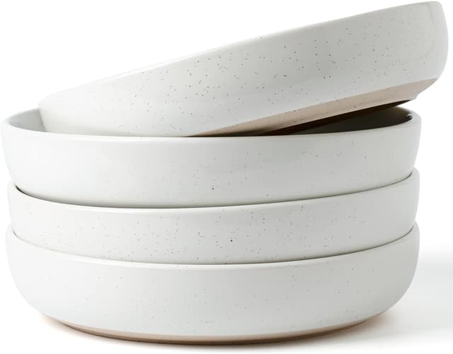 Detalle de famiware Milkyway 33 oz Bowl Set of 4 (8.25 in) White—Stoneware Pasta & Salad Bowls