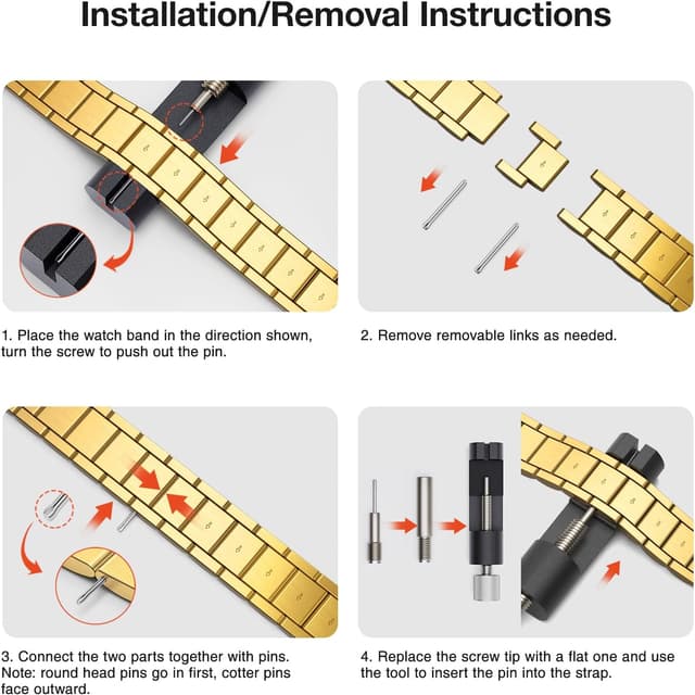 Detalle 2 de WFEAGL Slim Stainless Steel Replacement Strap in Gold (compatible with Apple Watch 40/41mm & 38/42mm)