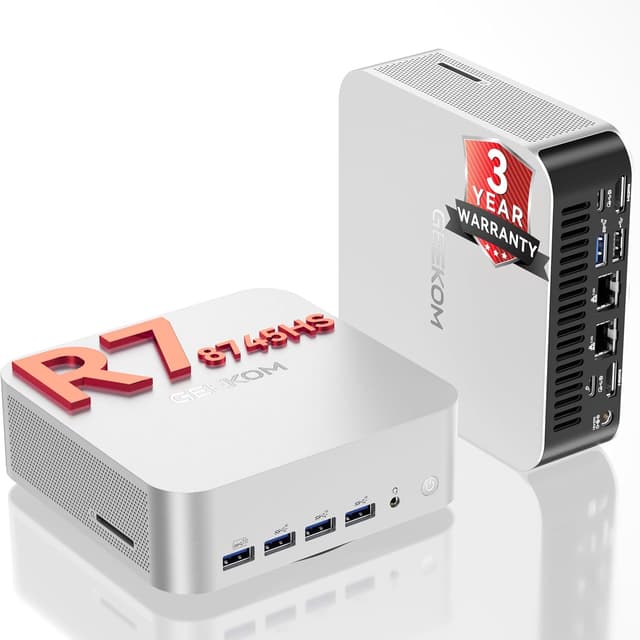 Detalle de GEEKOM A8 Max Mini PC (Windows 11 Pro) with AMD Ryzen 7 8745HS, 16GB DDR5, 1TB PCIe SSD