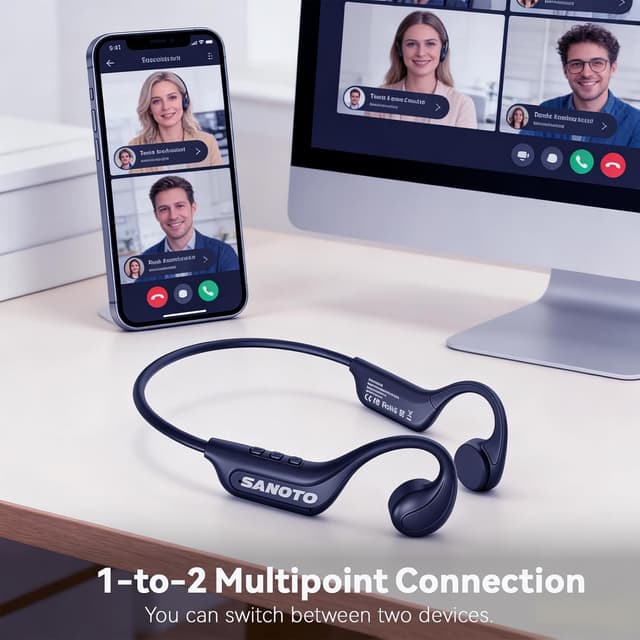 Thumbnail 6 de SANOTO Bone Conduction Headphones Bluetooth Open Ear with Mic (Bone Conduction, IP65, EQ switching)