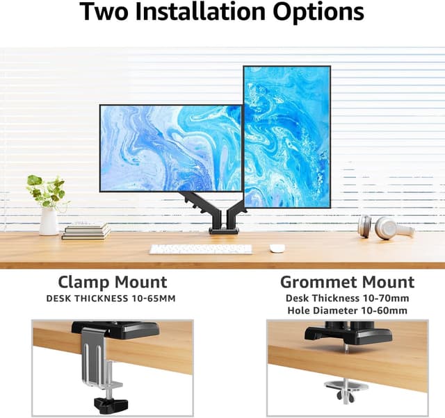 Thumbnail 6 de MOUNTUP Dual Monitor Halterung für 13–32 Zoll EU8014B – höhenverstellbar, neigbar, schwenkbar (VESA 75/100)