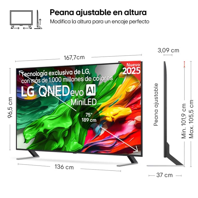 Detalle 2 de LG 75QNED85A6C 75" QNED evo 4K Smart TV