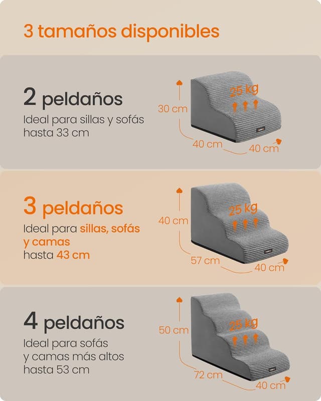 Thumbnail 5 de Feandrea Escalera para Perros de 3 Peldaños 43 cm