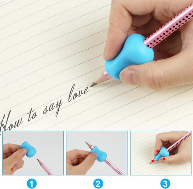 Detalle de Vicloon Impugnatura Matita Bambini, 12 pezzi ergonomici per grip della penna (silicone), multicolore