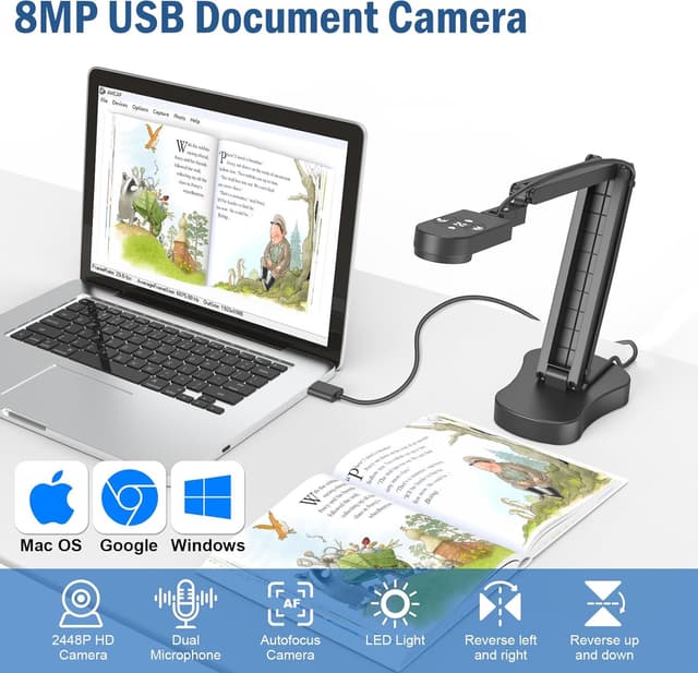 Detalle 2 de Gawervan 8MP USB Document Camera for Teaching & Classroom